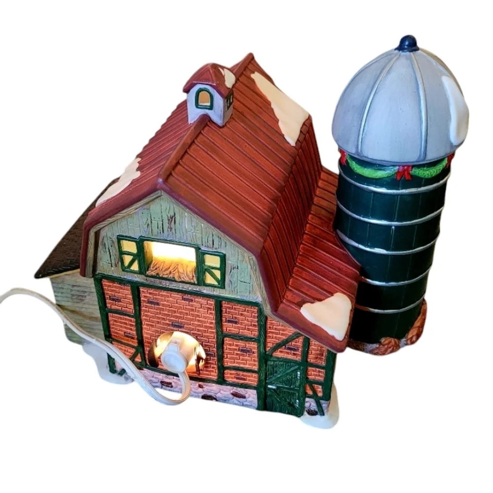 Heartland Valley Village Red Barn Silo Limited Edition Porcelain Lighted House
